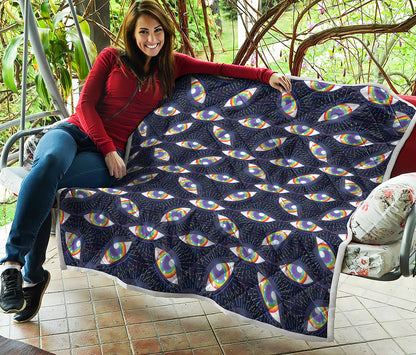 LGBT Pride Rainbow Eyes Pattern Print Quilt