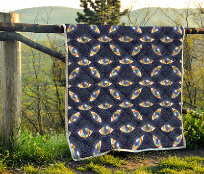 LGBT Pride Rainbow Eyes Pattern Print Quilt