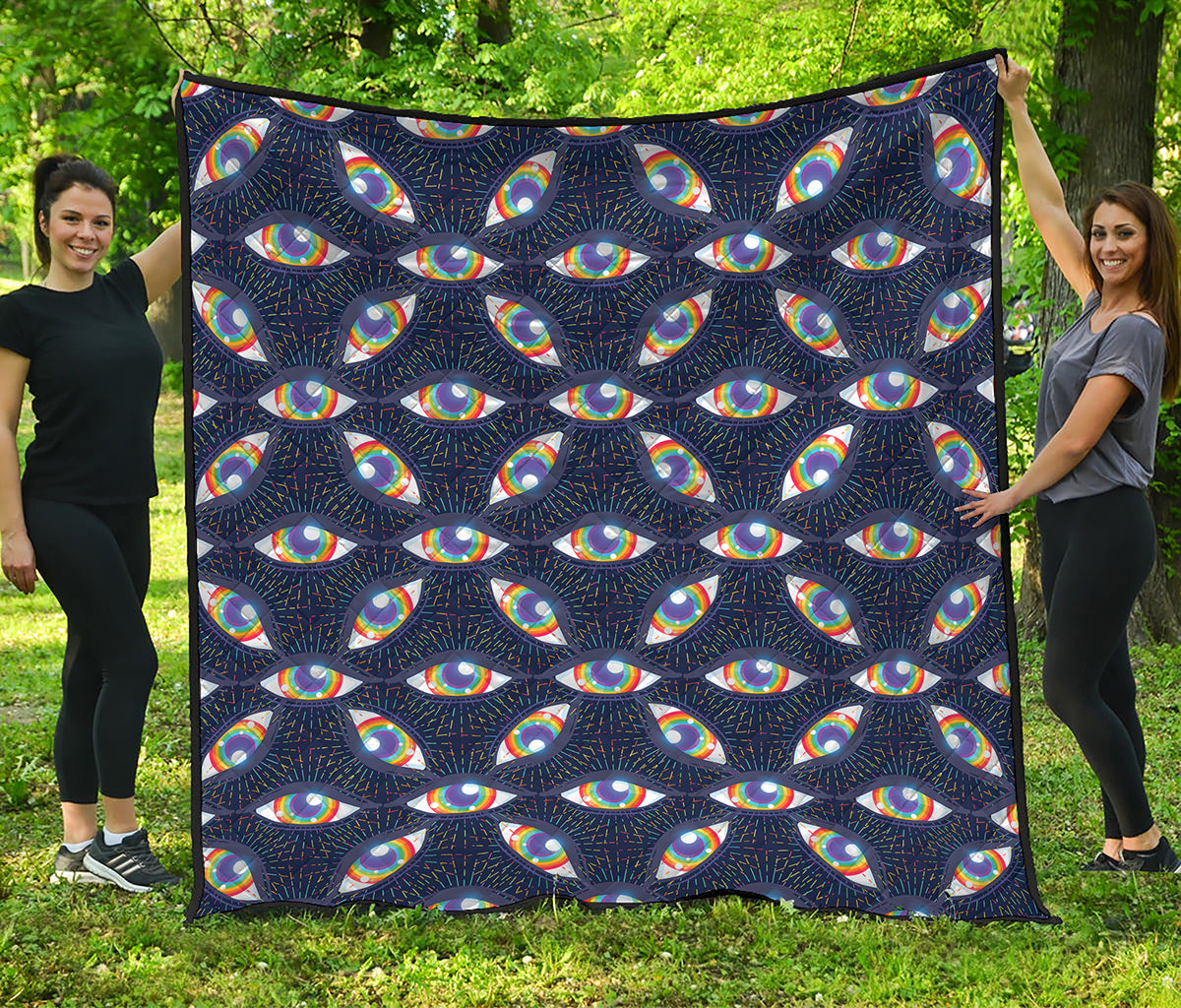 LGBT Pride Rainbow Eyes Pattern Print Quilt