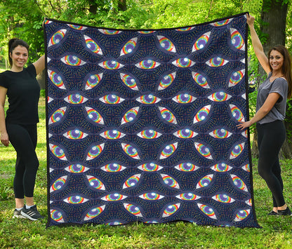 LGBT Pride Rainbow Eyes Pattern Print Quilt