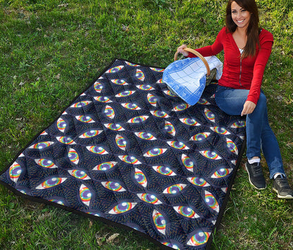 LGBT Pride Rainbow Eyes Pattern Print Quilt