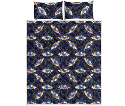 LGBT Pride Rainbow Eyes Pattern Print Quilt Bed Set