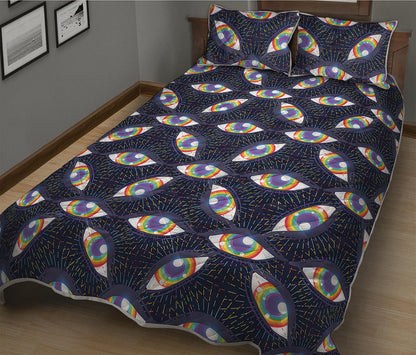 LGBT Pride Rainbow Eyes Pattern Print Quilt Bed Set