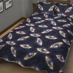 LGBT Pride Rainbow Eyes Pattern Print Quilt Bed Set