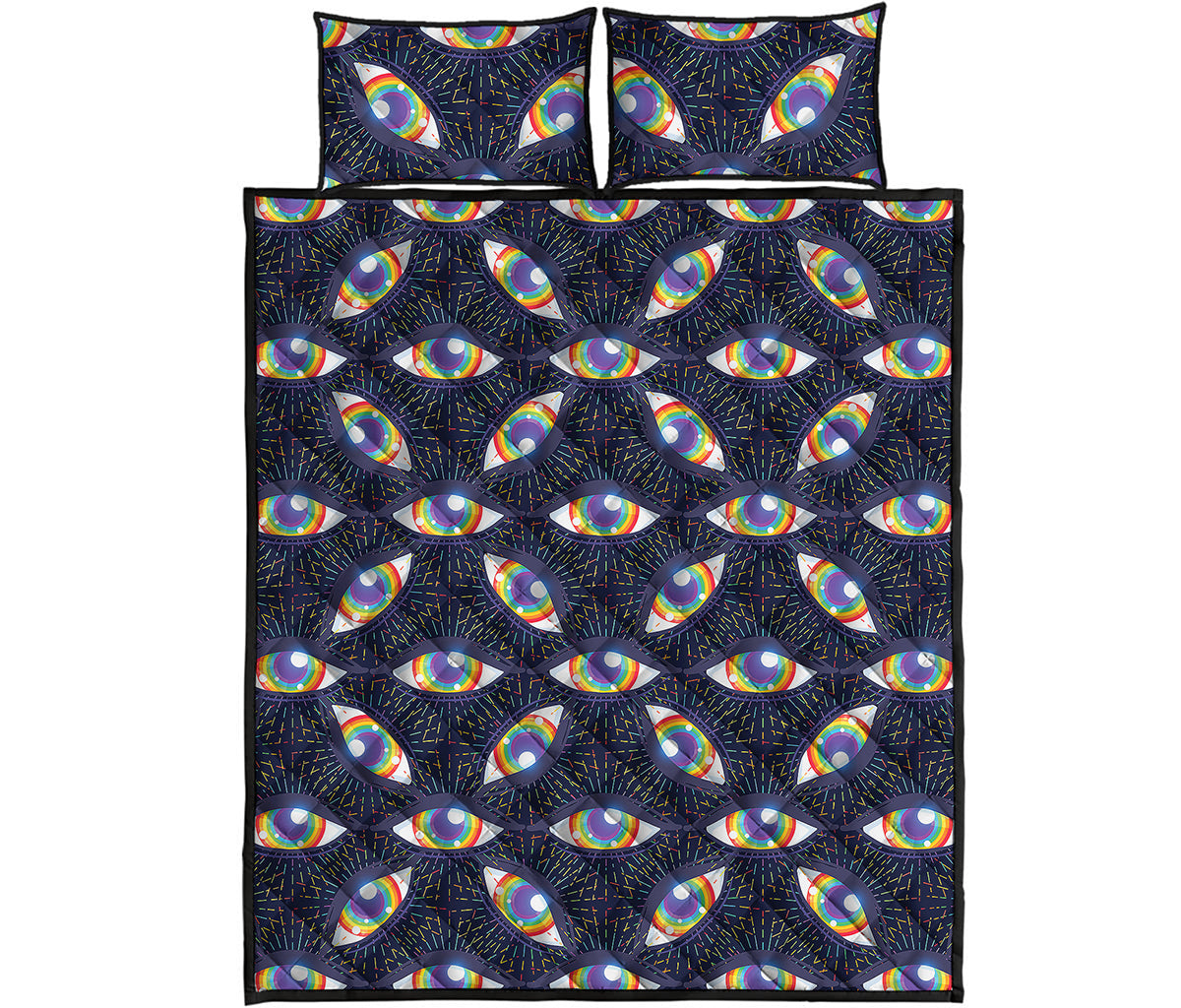 LGBT Pride Rainbow Eyes Pattern Print Quilt Bed Set