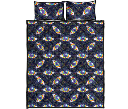 LGBT Pride Rainbow Eyes Pattern Print Quilt Bed Set