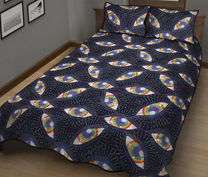 LGBT Pride Rainbow Eyes Pattern Print Quilt Bed Set
