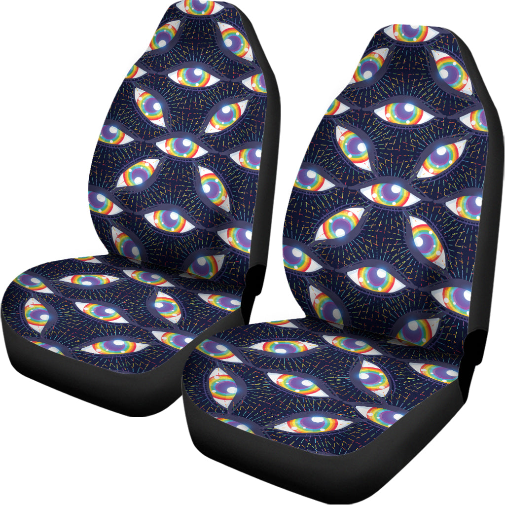 LGBT Pride Rainbow Eyes Pattern Print Universal Fit Car Seat Covers