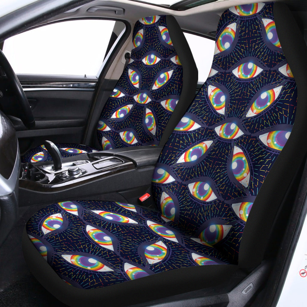 LGBT Pride Rainbow Eyes Pattern Print Universal Fit Car Seat Covers