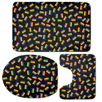 LGBT Pride Rainbow Flag Pattern Print 3 Piece Bath Mat Set