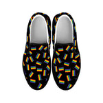 LGBT Pride Rainbow Flag Pattern Print Black Slip On Shoes
