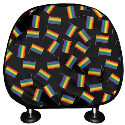 LGBT Pride Rainbow Flag Pattern Print Car Headrest Covers