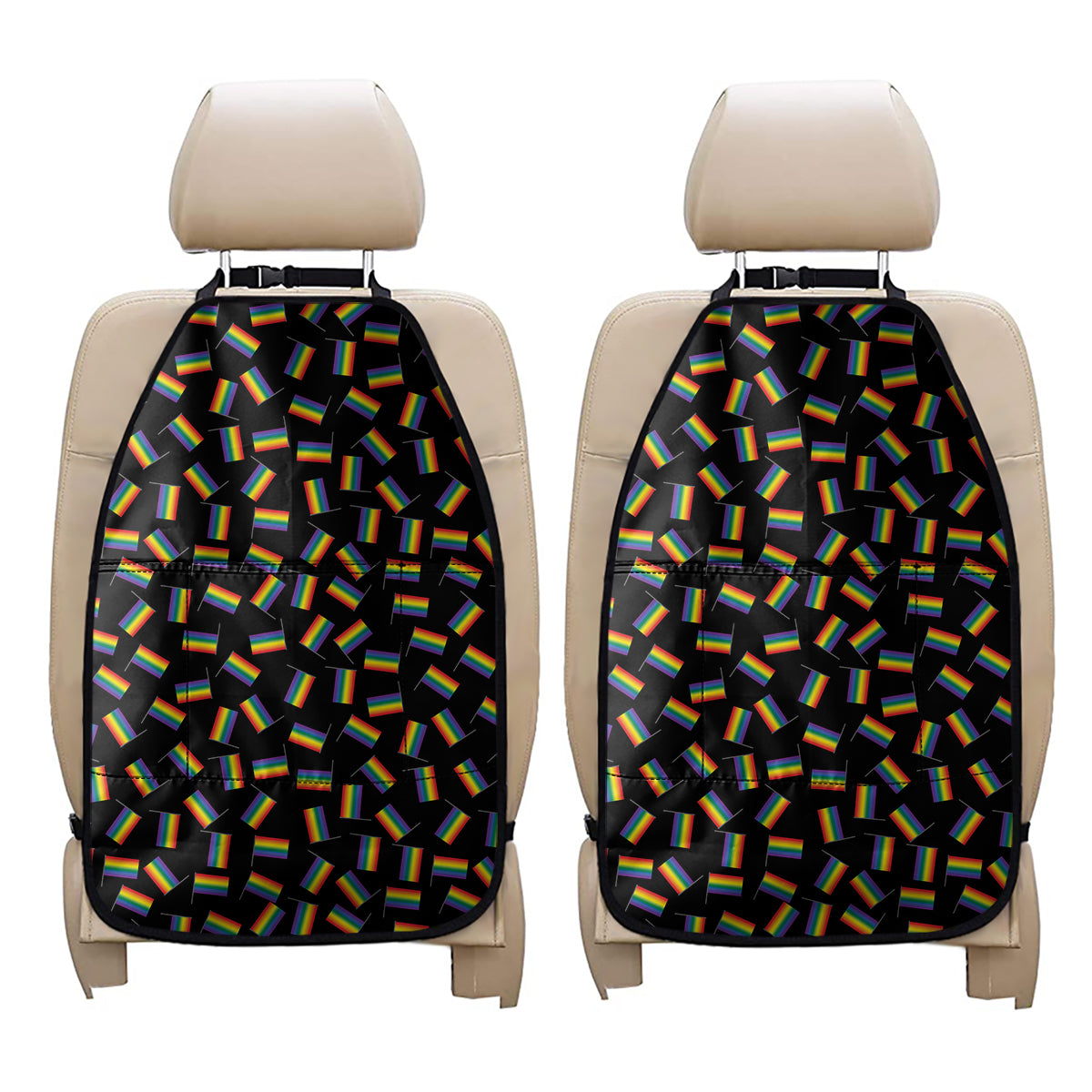 LGBT Pride Rainbow Flag Pattern Print Car Seat Organizers