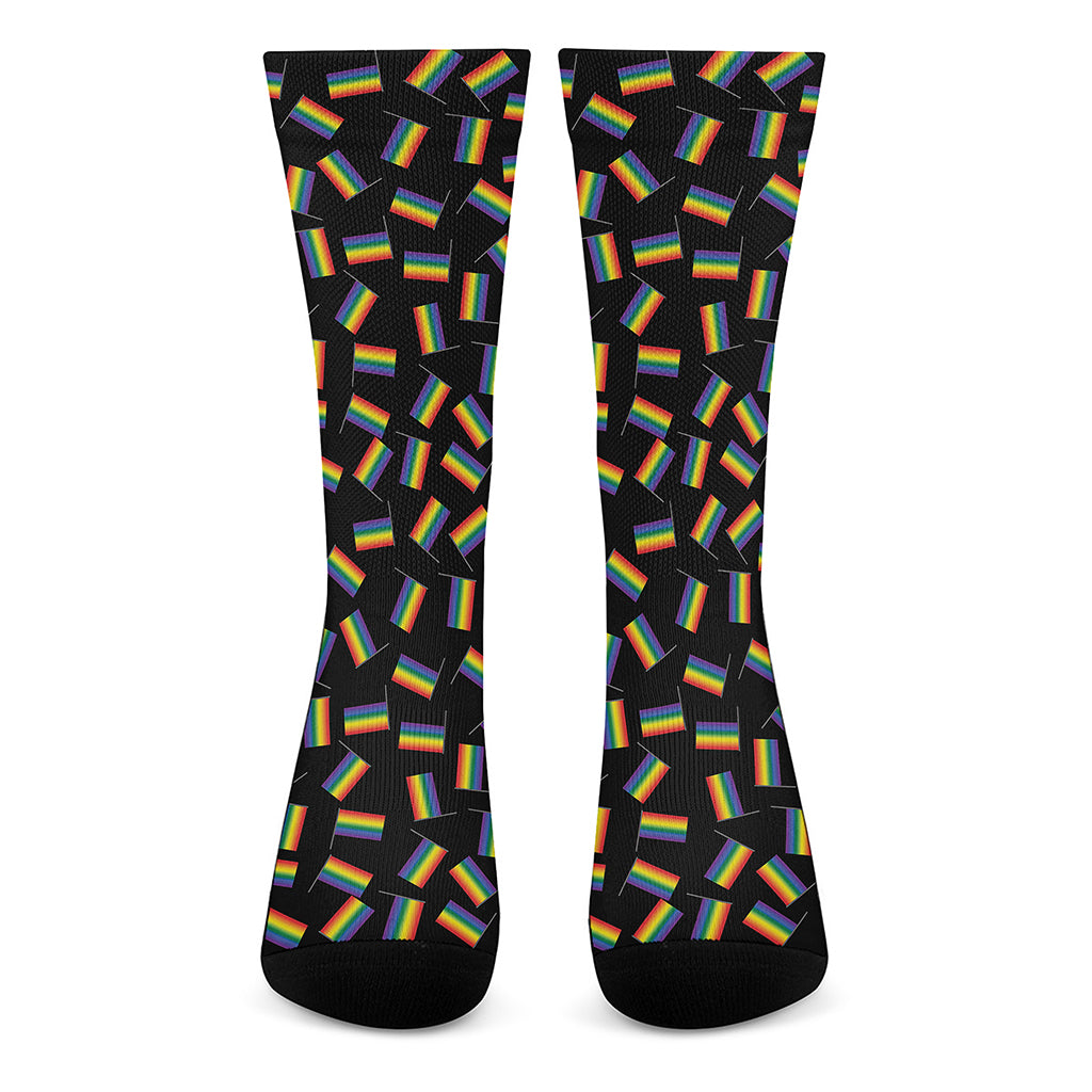 LGBT Pride Rainbow Flag Pattern Print Crew Socks