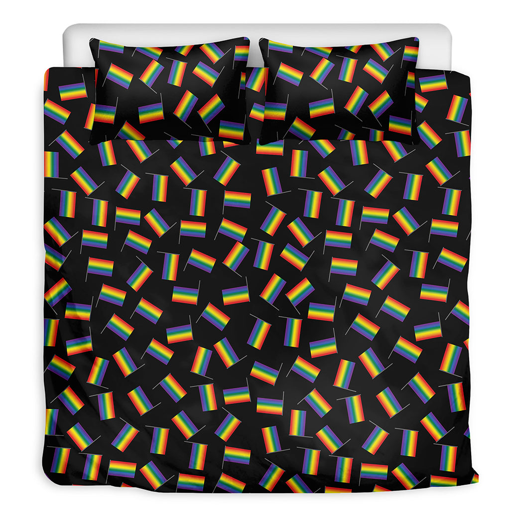 LGBT Pride Rainbow Flag Pattern Print Duvet Cover Bedding Set