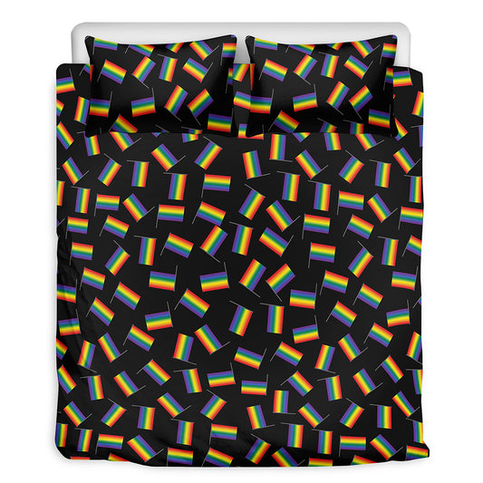 LGBT Pride Rainbow Flag Pattern Print Duvet Cover Bedding Set