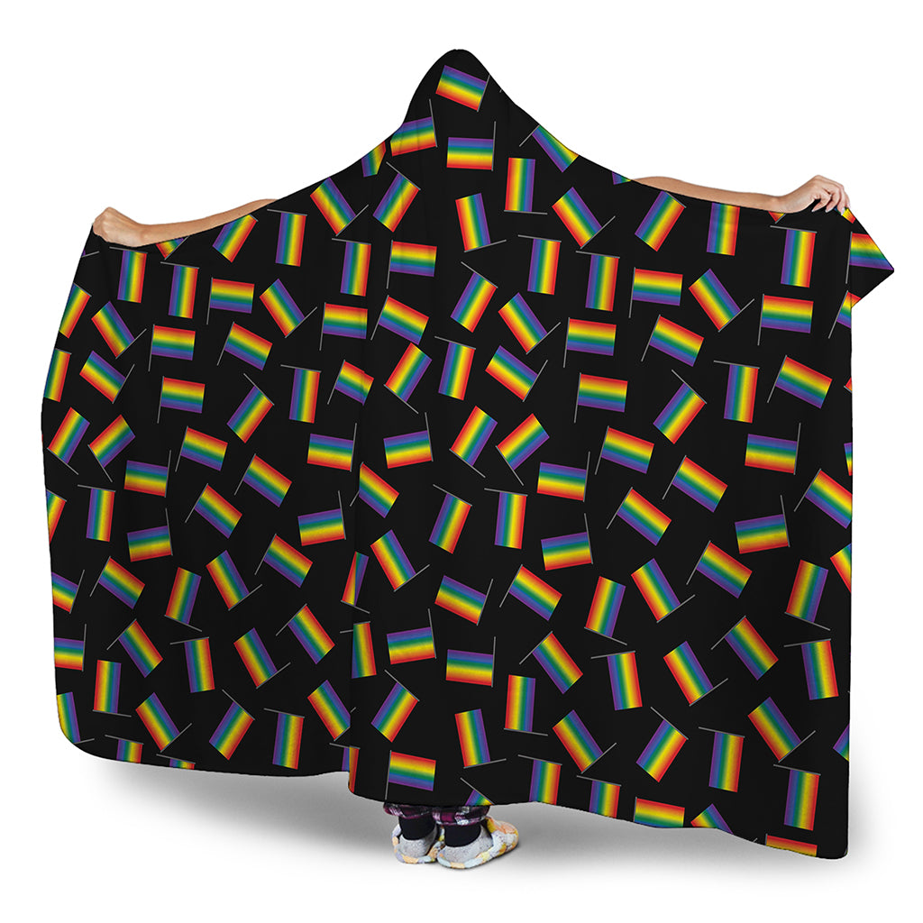 LGBT Pride Rainbow Flag Pattern Print Hooded Blanket