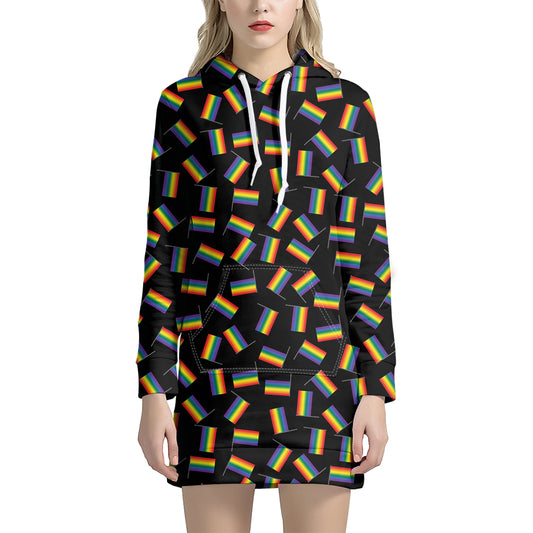 LGBT Pride Rainbow Flag Pattern Print Hoodie Dress
