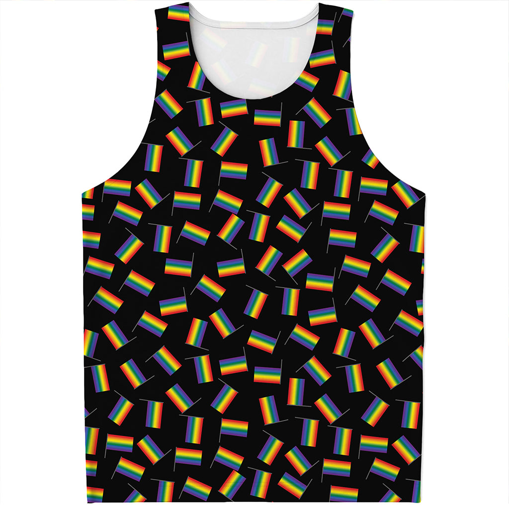 LGBT Pride Rainbow Flag Pattern Print Men's Tank Top
