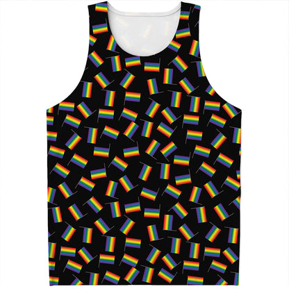 LGBT Pride Rainbow Flag Pattern Print Men's Tank Top