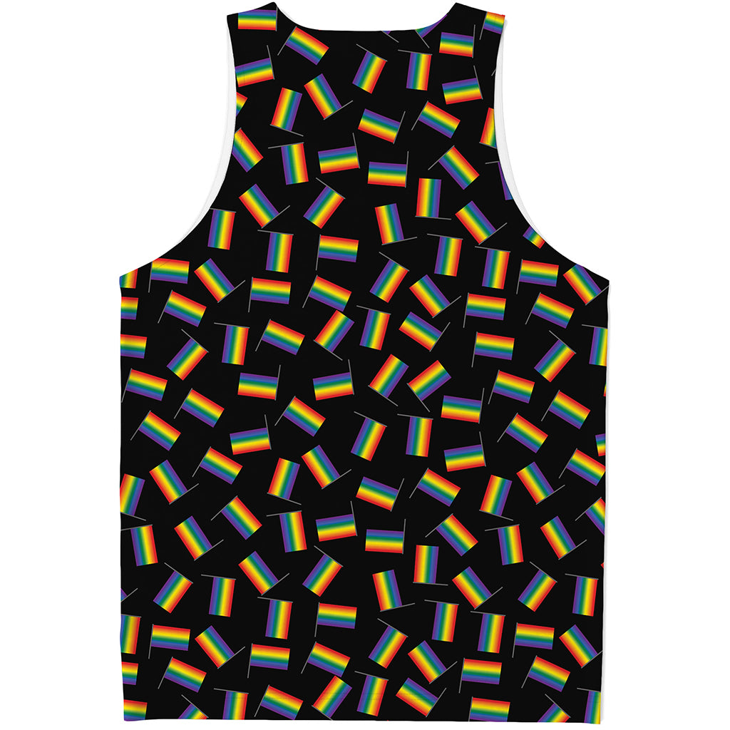 LGBT Pride Rainbow Flag Pattern Print Men's Tank Top