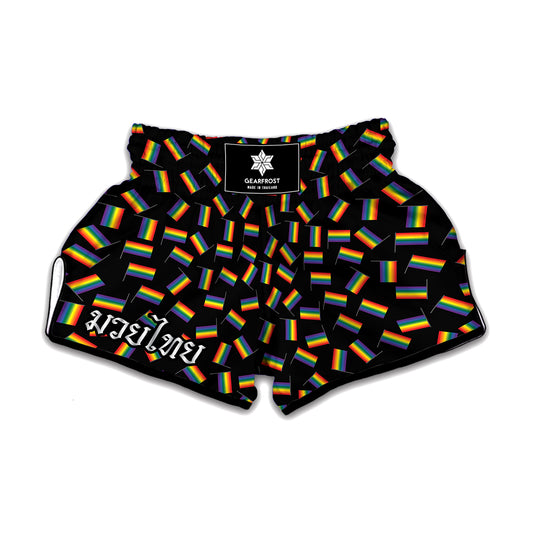 LGBT Pride Rainbow Flag Pattern Print Muay Thai Boxing Shorts