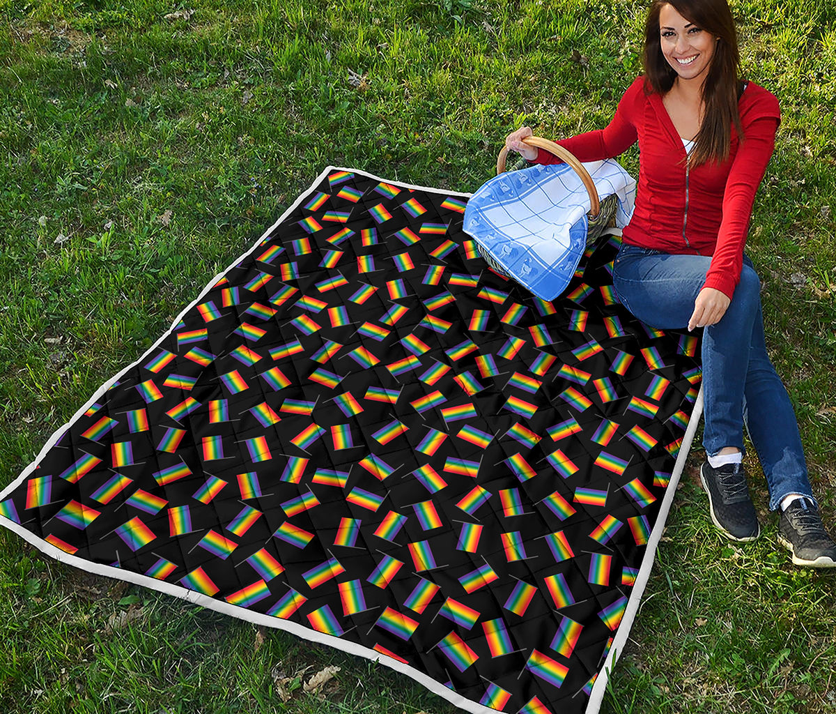 LGBT Pride Rainbow Flag Pattern Print Quilt