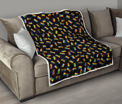 LGBT Pride Rainbow Flag Pattern Print Quilt