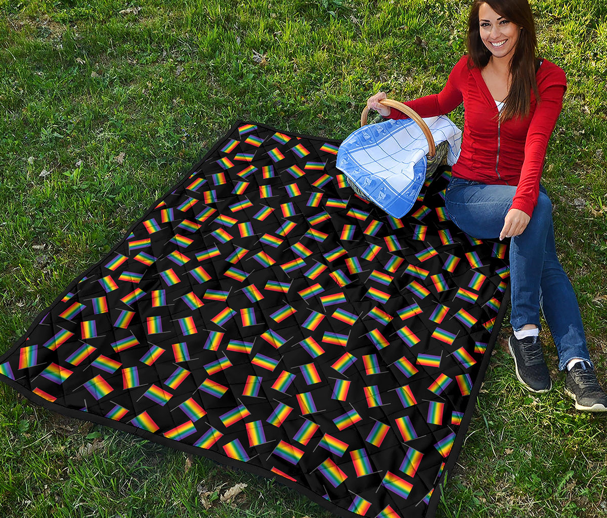 LGBT Pride Rainbow Flag Pattern Print Quilt