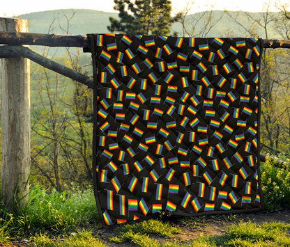 LGBT Pride Rainbow Flag Pattern Print Quilt