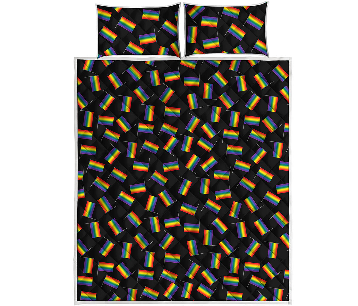 LGBT Pride Rainbow Flag Pattern Print Quilt Bed Set