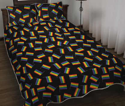 LGBT Pride Rainbow Flag Pattern Print Quilt Bed Set