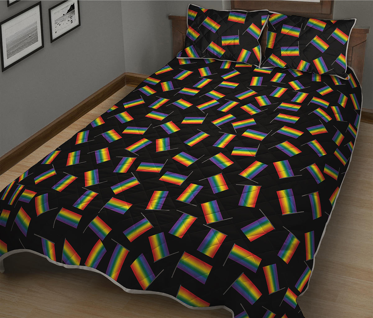 LGBT Pride Rainbow Flag Pattern Print Quilt Bed Set