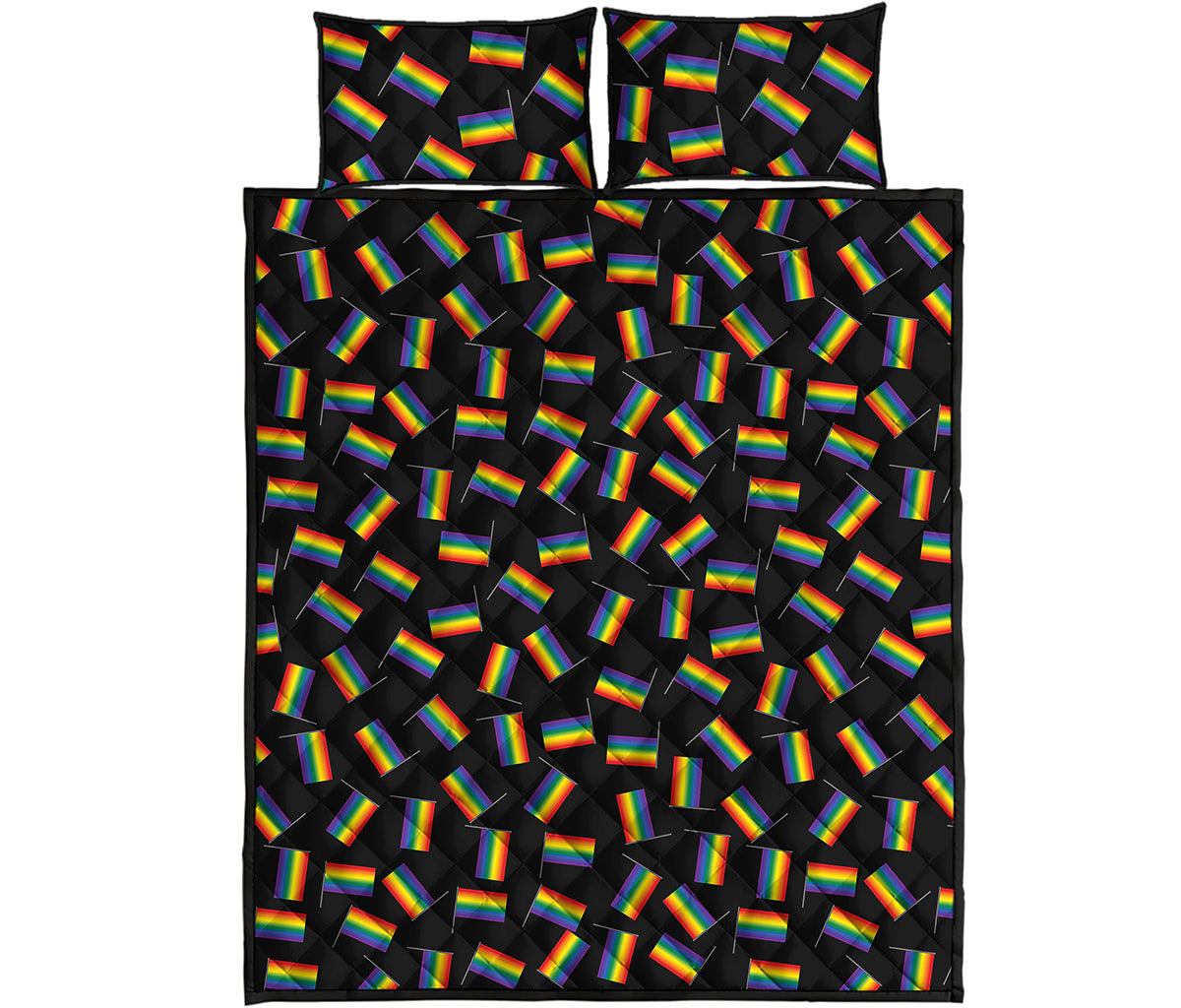 LGBT Pride Rainbow Flag Pattern Print Quilt Bed Set