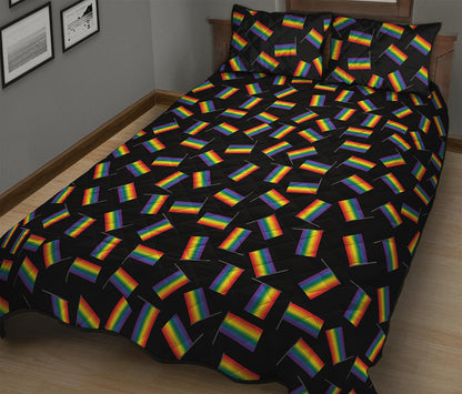 LGBT Pride Rainbow Flag Pattern Print Quilt Bed Set