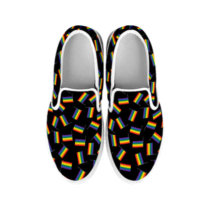 LGBT Pride Rainbow Flag Pattern Print White Slip On Shoes