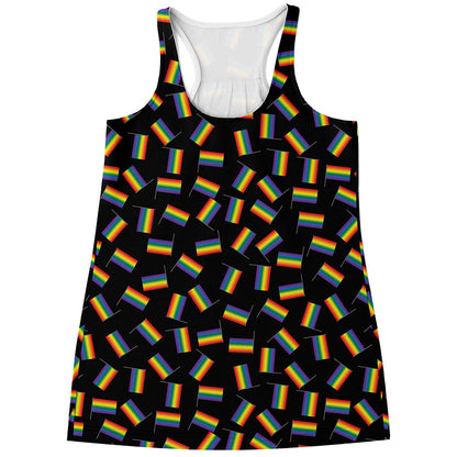 LGBT Pride Rainbow Flag Pattern Print Women's Racerback Tank Top