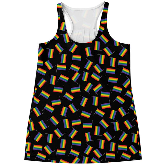 LGBT Pride Rainbow Flag Pattern Print Women's Racerback Tank Top