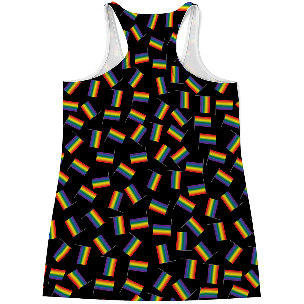 LGBT Pride Rainbow Flag Pattern Print Women's Racerback Tank Top