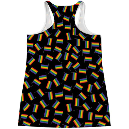 LGBT Pride Rainbow Flag Pattern Print Women's Racerback Tank Top