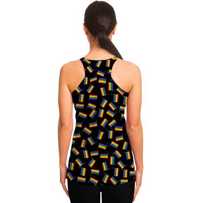 LGBT Pride Rainbow Flag Pattern Print Women's Racerback Tank Top
