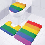 LGBT Pride Rainbow Flag Print 3 Piece Bath Mat Set