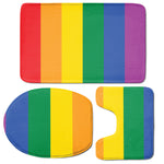 LGBT Pride Rainbow Flag Print 3 Piece Bath Mat Set