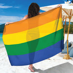 LGBT Pride Rainbow Flag Print Beach Sarong Wrap