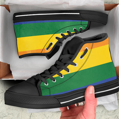 LGBT Pride Rainbow Flag Print Black High Top Sneakers