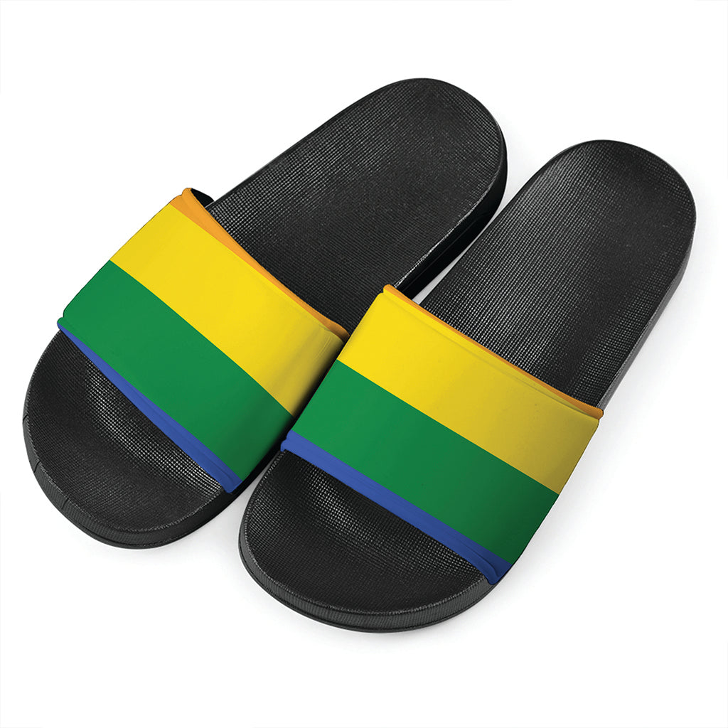 LGBT Pride Rainbow Flag Print Black Slide Sandals