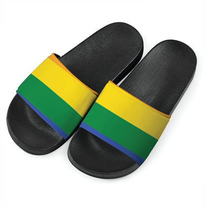 LGBT Pride Rainbow Flag Print Black Slide Sandals