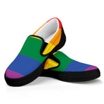 LGBT Pride Rainbow Flag Print Black Slip On Sneakers