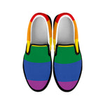LGBT Pride Rainbow Flag Print Black Slip On Sneakers