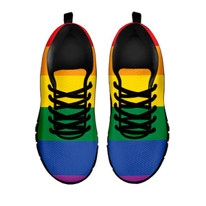 LGBT Pride Rainbow Flag Print Black Running Shoes